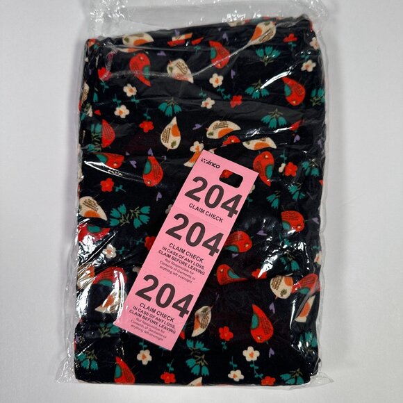 LuLaRoe Black Birds Sparrows TWEET Red Yellow Spring Floral Leggings One Size OS - Picture 6 of 6